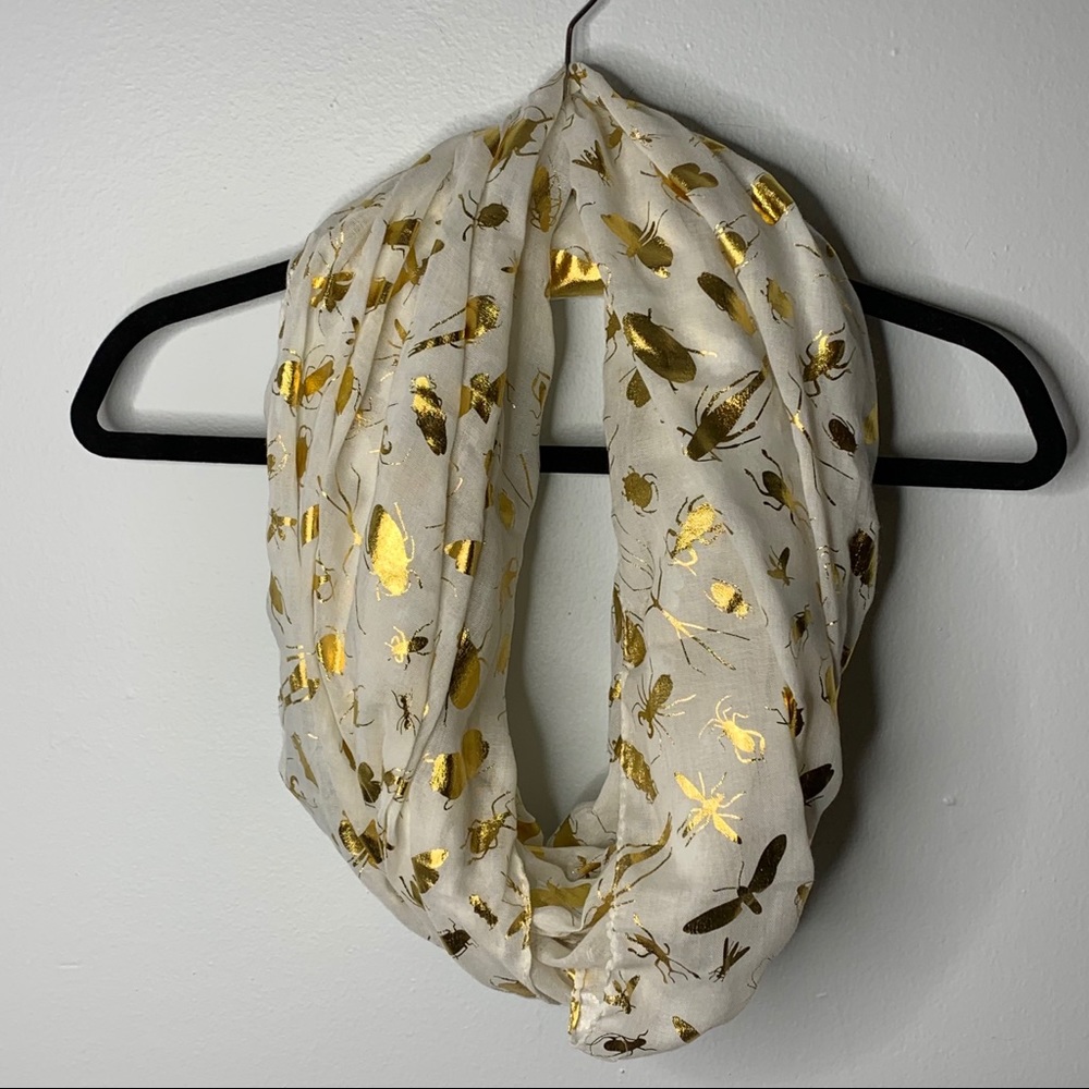 Saachi Bug Science Gold White Infinity Scarf